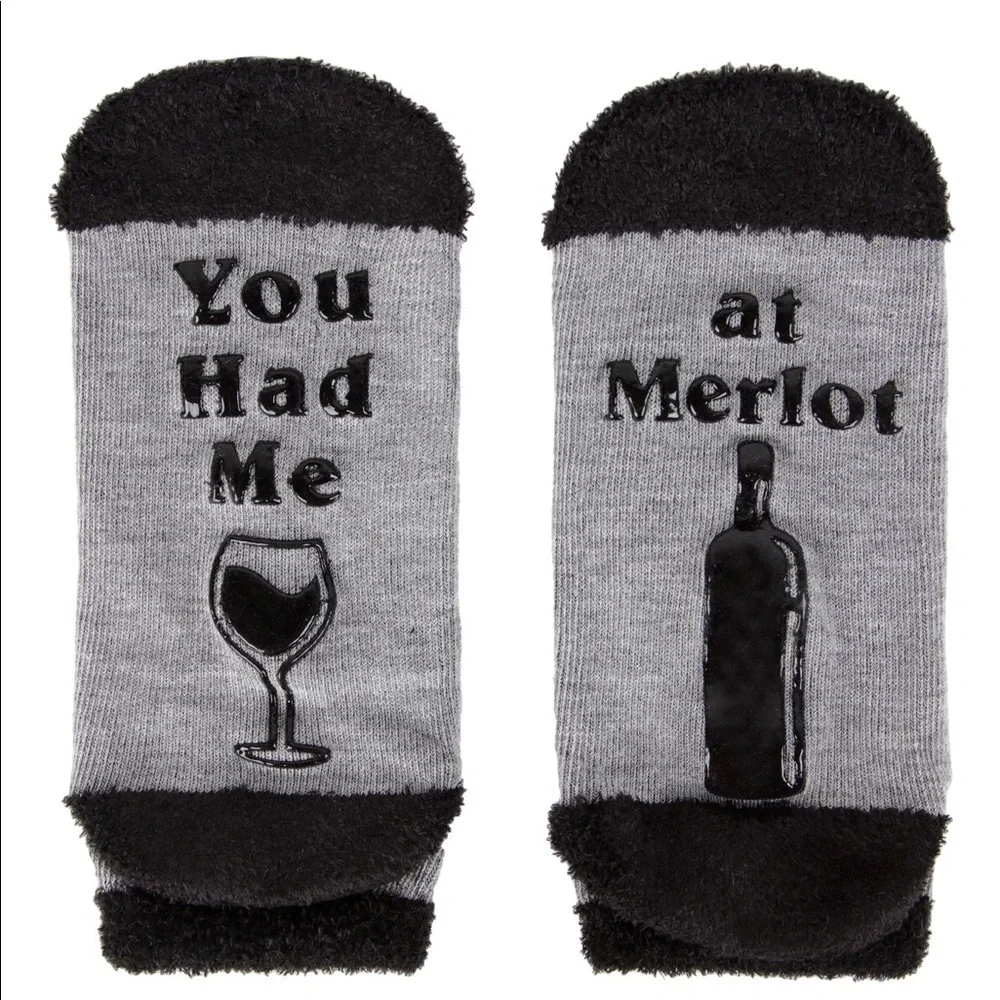 MeMoi Wine Printed Non Skid  Socks